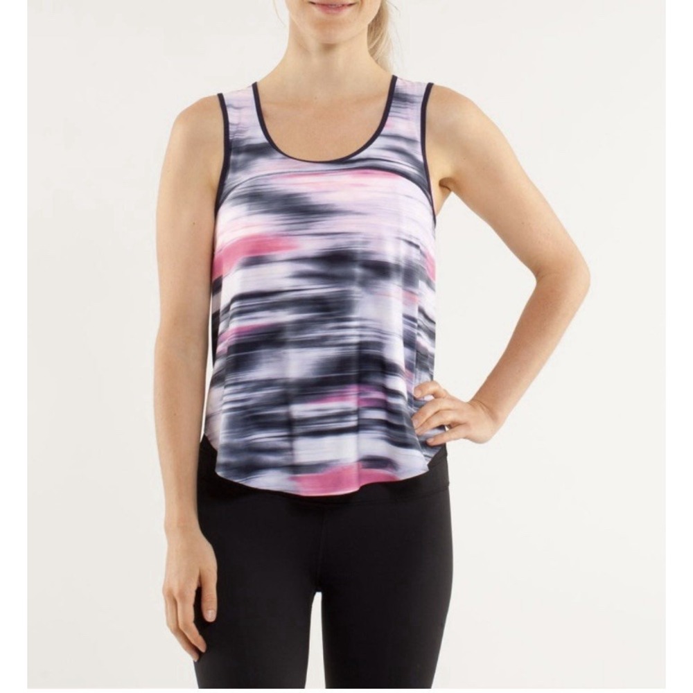 RARE Lululemon Run Split Athletic Tank Top Women's XS 0-2 Mirage Deep Indigo